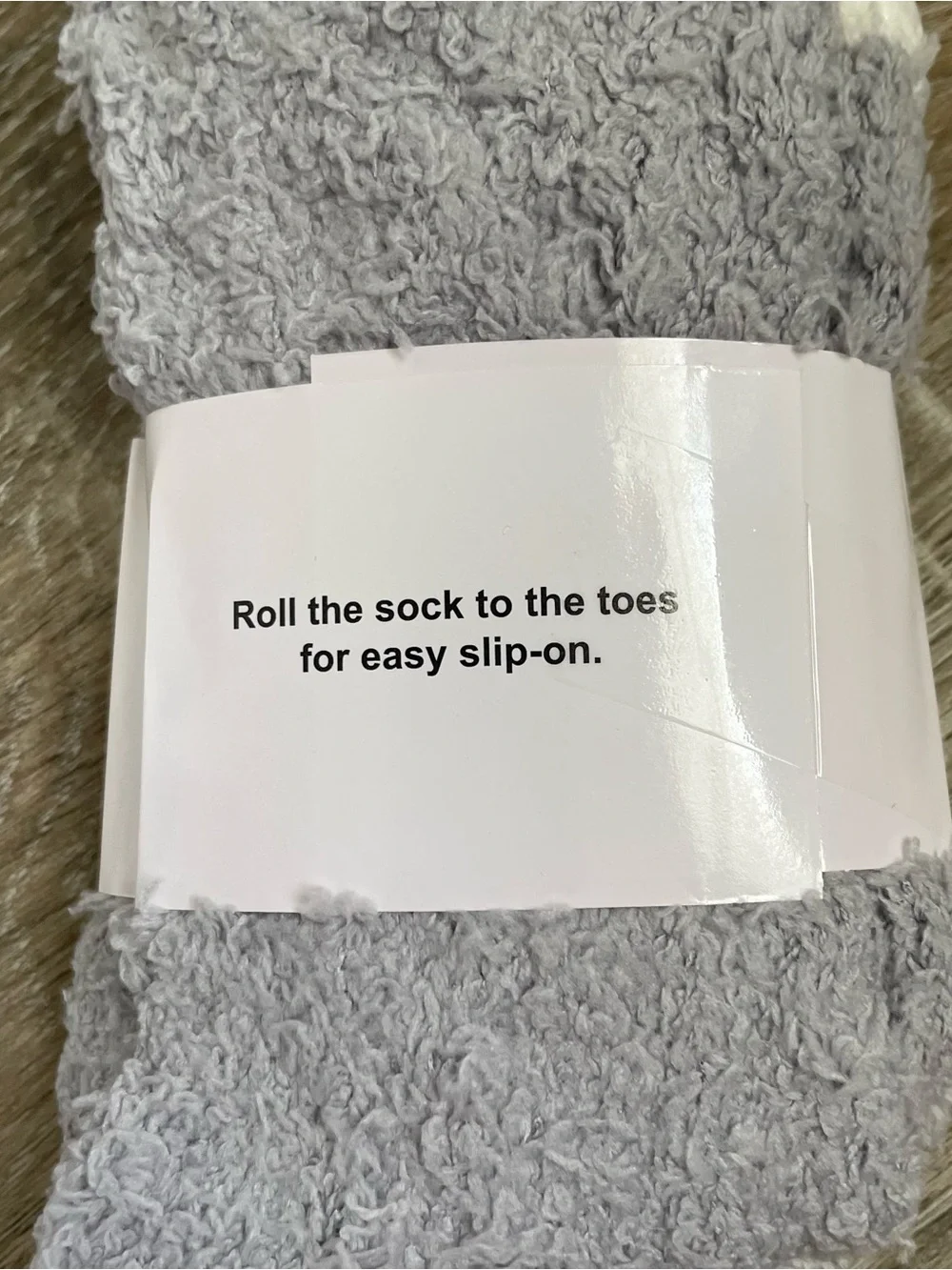 Cozy Socks Fuzzy Crew Socks - Gray & White